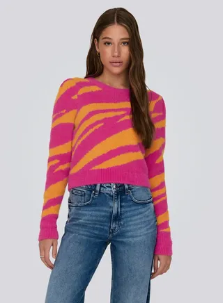 Crew Neck Printed Sweater