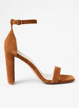 Suede High-Heel Sandals Brown 