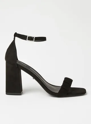 Ankle Strap Block Heels Black 