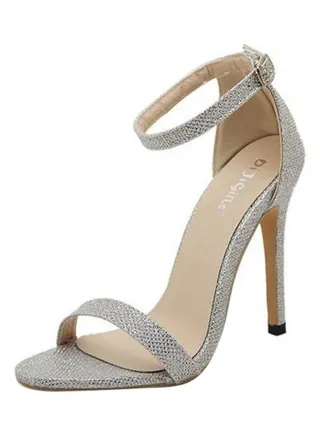 Ankle strap High Heels Sandals Silver 