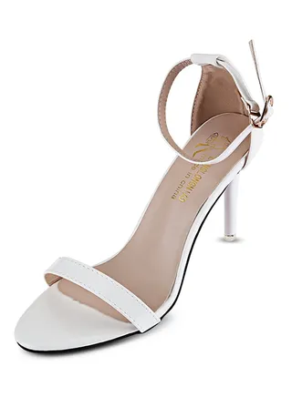 Ankle Strap High Heel Sandal White 