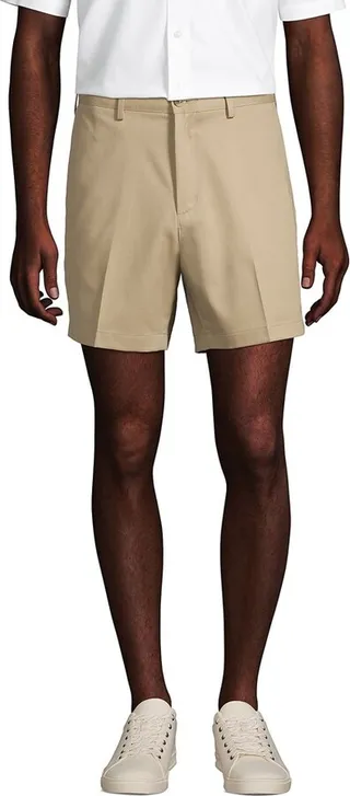 Lands' End Men's Comfort Waist 6 Inch No Iron Chino Shorts - 32 - Khaki