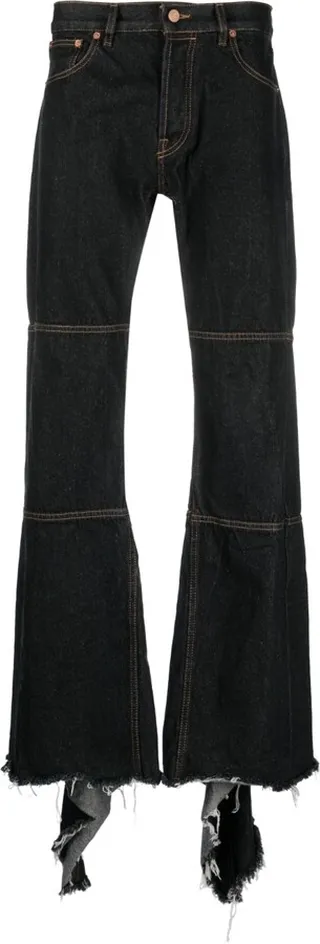 Distressed-Effect Wide-Leg Jeans