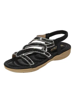 Open Teo Elastic Band Sandals Black 