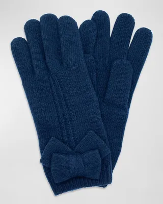 Jersey Knit Bow Cashmere Gloves