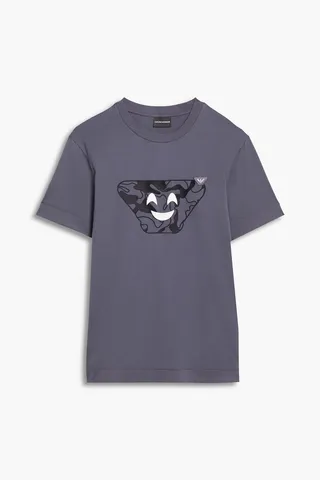 Embroidered cotton-jersey T-shirt