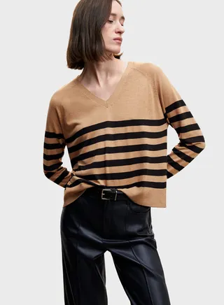 Striped V-Neck Sweater 