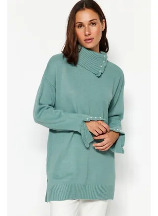 Mint Pearl Detailed Knitwear Sweater TCTAW24AK00104 