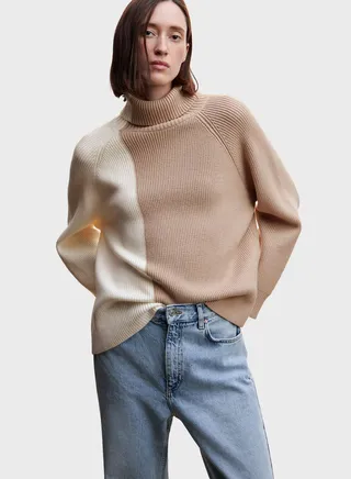 Color Block Turtle Neck Sweater 