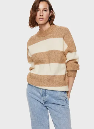 Color Block High Neck Sweater 