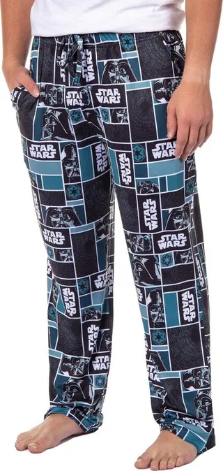 Star Wars Mens' Movie Film Logo Darth Vader Helmet Sleep Pajama Pants (3X-Large) Grey