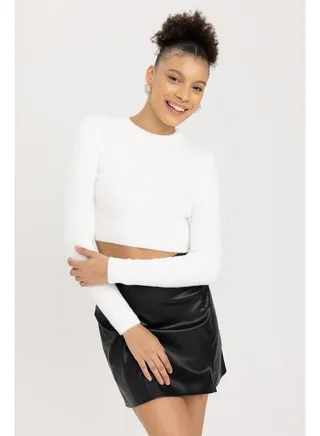 Woman Regular Fit Crew Neck Long Sleeve Tricot Pullover 