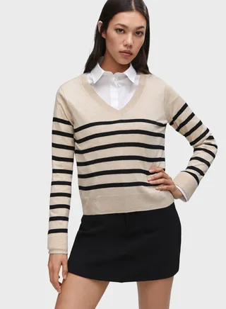 Striped V-Neck Sweater 