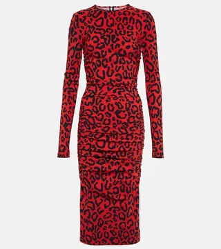Leopard-printed jersey minidress