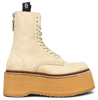 R13 Double Stack Lace-Up Boot in Tan