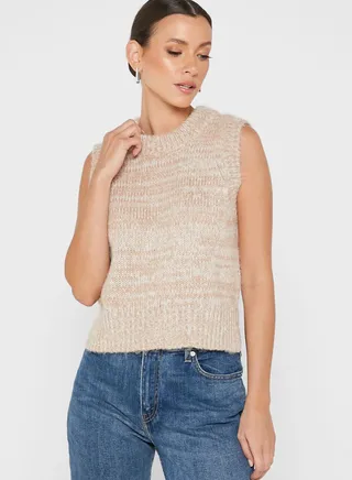 Crew Neck Knitted Vest 