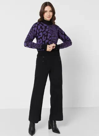 High Neck Printed Sweater 