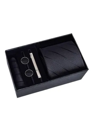 5 Pcs Men's Tie Square Scarf Cufflinks Tie Clip Business Men's Trendy Suit 