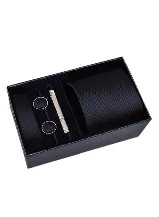 5 Pcs Men's Tie Square Scarf Cufflinks Tie Clip Business Men's Trendy Suit 