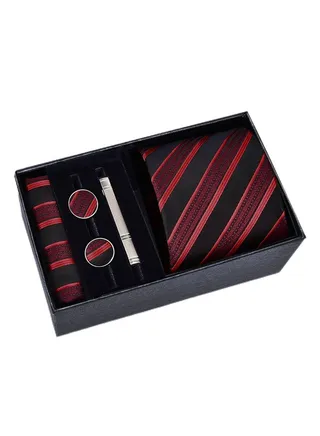 5 Pcs Men's Tie Square Scarf Cufflinks Tie Clip Business Men's Trendy Suit 