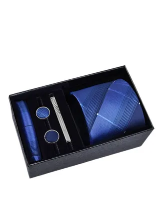 5 Pcs Men's Tie Square Scarf Cufflinks Tie Clip Business Men's Trendy Suit 