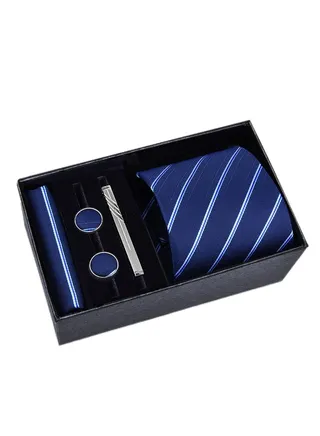 5 Pcs Men's Tie Square Scarf Cufflinks Tie Clip Business Men's Trendy Suit 