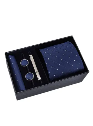 5 Pcs Men's Tie Square Scarf Cufflinks Tie Clip Business Men's Trendy Suit 