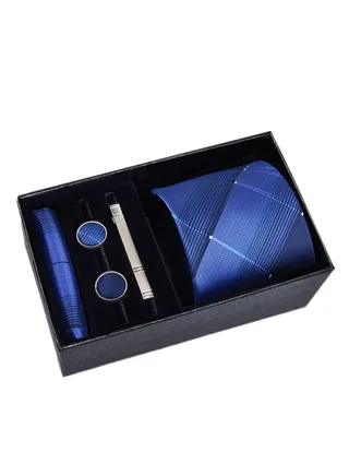 5 Pcs Men's Tie Square Scarf Cufflinks Tie Clip Business Men's Trendy Suit 