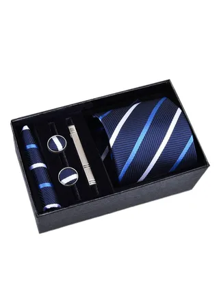 5 Pcs Men's Tie Square Scarf Cufflinks Tie Clip Business Men's Trendy Suit 
