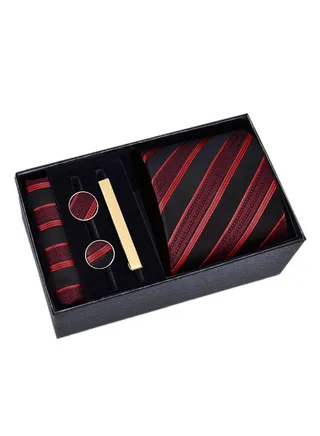 5 Pcs Men's Tie Square Scarf Cufflinks Tie Clip Business Men's Trendy Suit 