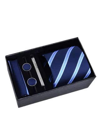 5 Pcs Men's Tie Square Scarf Cufflinks Tie Clip Business Men's Trendy Suit 