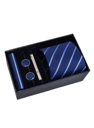 5 Pcs Men's Tie Square Scarf Cufflinks Tie Clip Business Men's Trendy Suit 