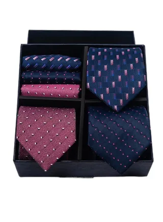 6pcs men's gift box set 3 ties 3 chest scarves fashion business tie square scarf set 