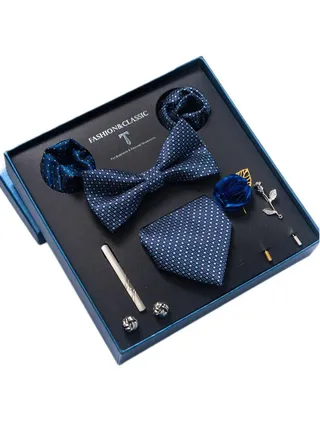 8pcs tie set bow tie men's accessories brooch brooch cufflinks formal suit accessories set 