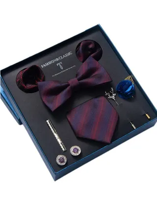 8pcs tie set bow tie men's accessories brooch brooch cufflinks formal suit accessories set 