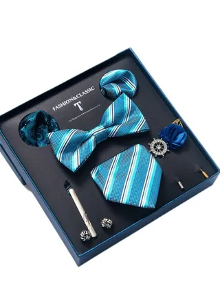 8pcs tie set bow tie men's accessories brooch brooch cufflinks formal suit accessories set 