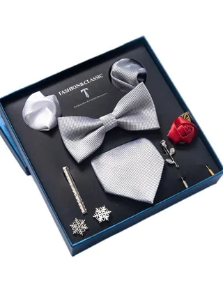 8pcs tie set bow tie men's accessories brooch brooch cufflinks formal suit accessories set 