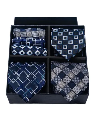 6pcs men's gift box set 3 ties 3 chest scarves fashion business tie square scarf set 