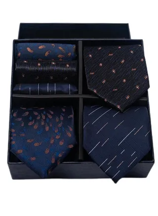6pcs men's gift box set 3 ties 3 chest scarves fashion business tie square scarf set 