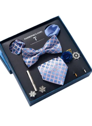 8pcs tie set bow tie men's accessories brooch brooch cufflinks formal suit accessories set 