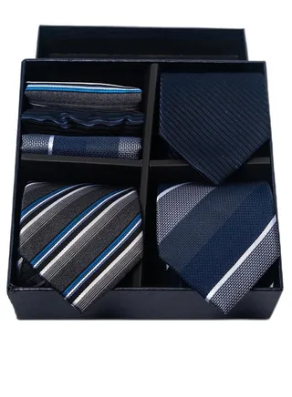 6pcs men's gift box set 3 ties 3 chest scarves fashion business tie square scarf set 