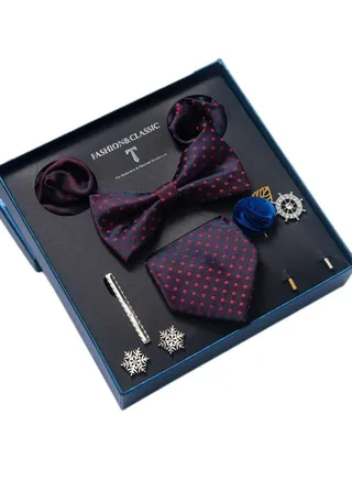 8pcs tie set bow tie men's accessories brooch brooch cufflinks formal suit accessories set 