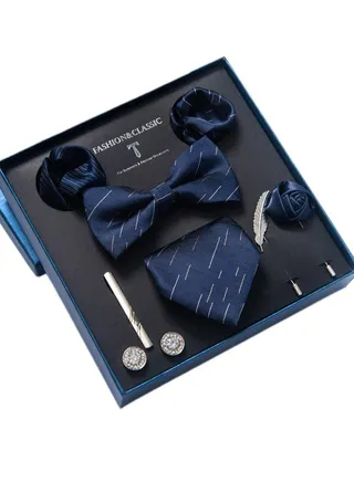 8pcs tie set bow tie men's accessories brooch brooch cufflinks formal suit accessories set 