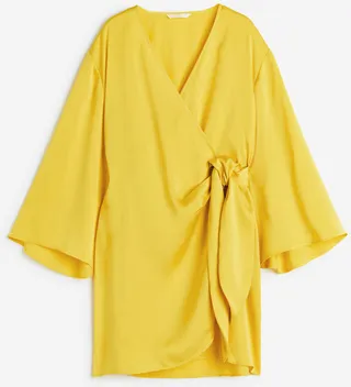 Satin Wrap-front Dress