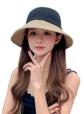 Stylish Breathable Hat Black/Beige 
