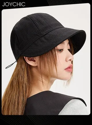 Women Spring Summer Autumn Versatile Bucket Hat Daily Outdoor Sun Protection Peaked Cap Adjustable Foldable Waffle Hat for Ladies Girls Black 