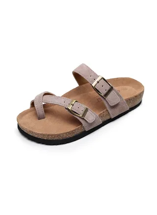 Women Cork Footbed Slide Sandals With Arch Support, Comfortable Beach Sandals For Women Girls Ladies 