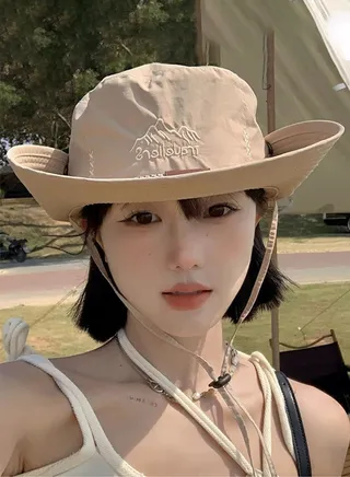 Women Spring Summer Autumn Wide Brim Sun Protection Fishing Cap for Outdoor Camping Adventure Quick Dry Breathable Bucket Hat Cowboy Hat Khaki 