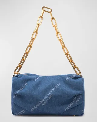 Valentia Ruched Leather Chain Shoulder Bag
