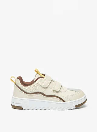 Boys Paneled Casual Sneakers with Hook and Loop Closure 